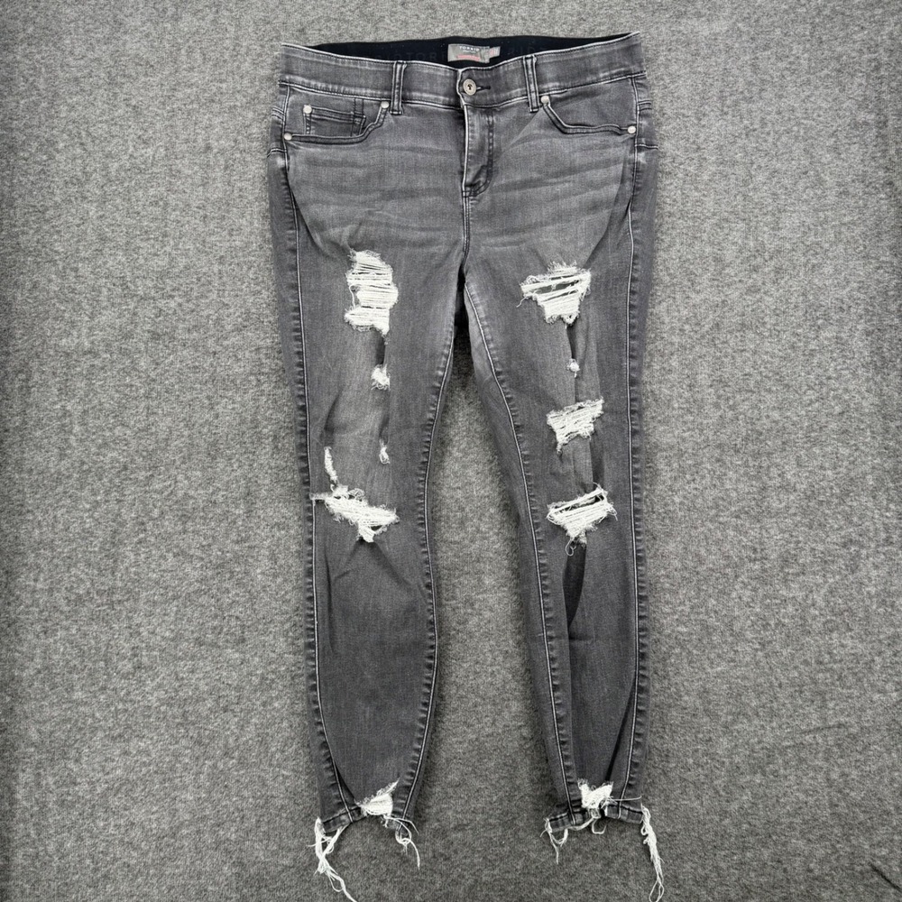 Torrid Bombshell Skinny Jeans 16R Faded Black Distressed Raw Hem Super Soft Crop